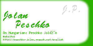 jolan peschko business card